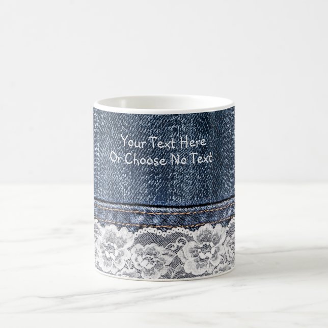 Benutzerdefinierter Text/ Vintager Retro Blue Jean Kaffeetasse (Mittel)
