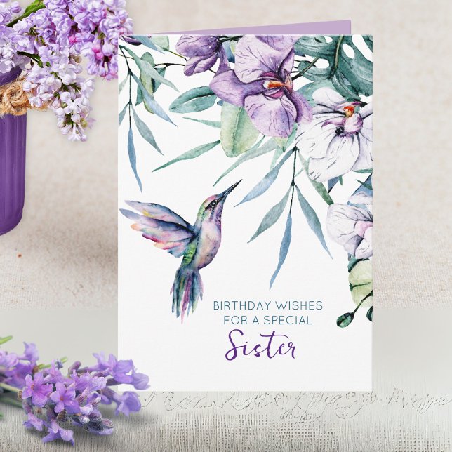Benutzerdefinierter Text von Hummingbird Karte (With customizable text this pretty card is perfect for any female and any occasion!)