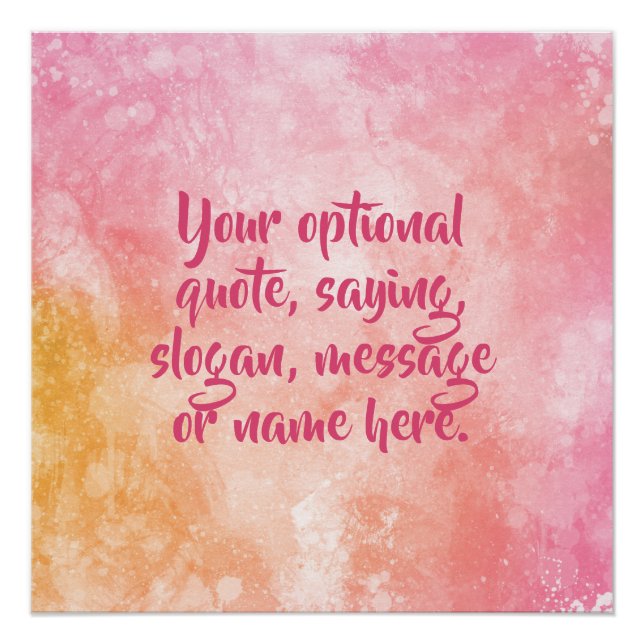 Benutzerdefinierter Text Watercolor Splash Poster (Vorderseite)