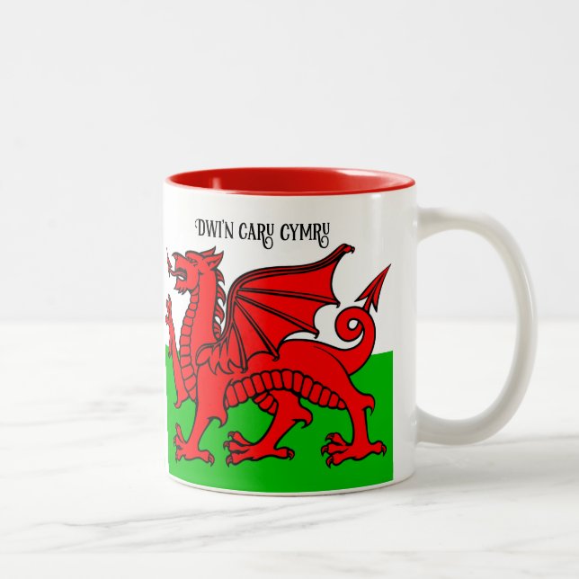 Benutzerdefinierter Text - Welsh-Flag Zweifarbige Tasse (Rechts)