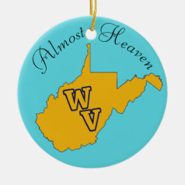 Benutzerdefinierter Text / West Virginia Blau und  Keramik Ornament