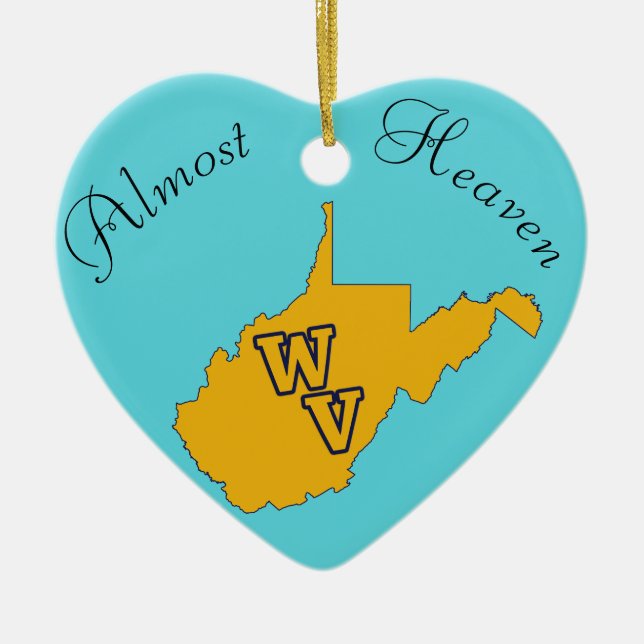 Benutzerdefinierter Text / West Virginia Blau und  Keramik Ornament (Vorne)