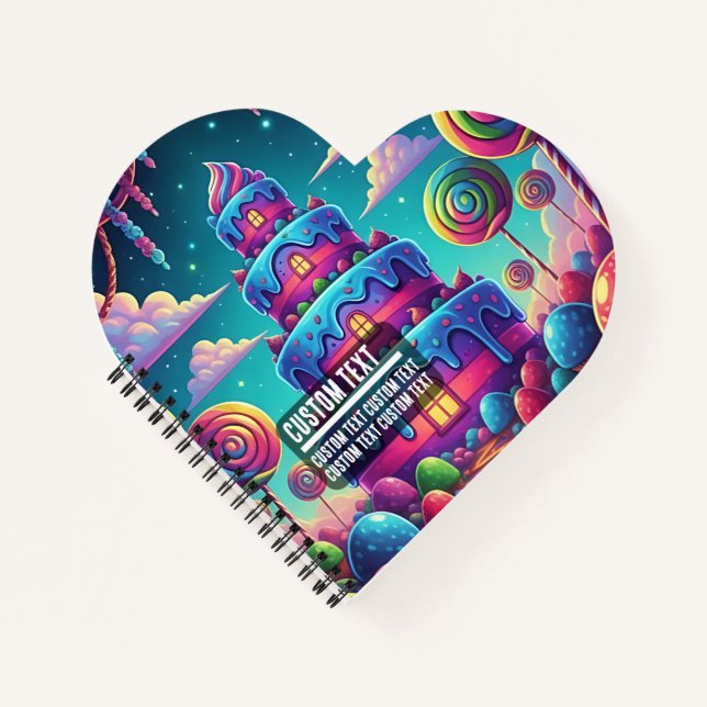 Benutzerdefinierter Text Whimsical Candy Castle To Notizbuch (Vorderseite)