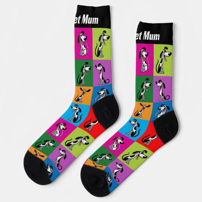 Benutzerdefinierter Text Whippet Wonderland Socken (Linkes Detail)