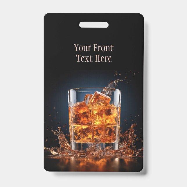 Benutzerdefinierter Text-Whiskey auf den Felsen Ausweis (Vorderseite)