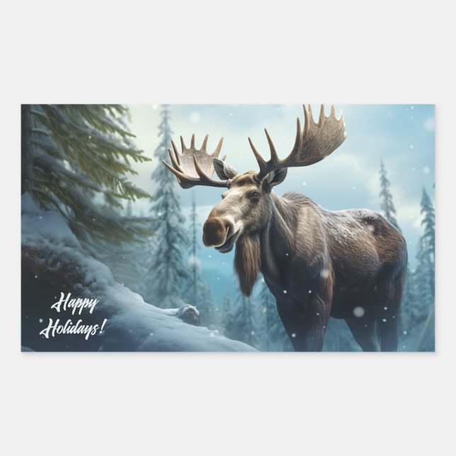 Benutzerdefinierter Text Wintermoose Rechteckiger Aufkleber (Vorderseite)