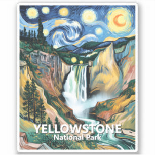 Benutzerdefinierter Text Yellowstone Falls Van Gog Aufkleber