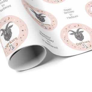 Benutzerdefinierter Text Zodiac-Zeichenkorn Geschenkpapier