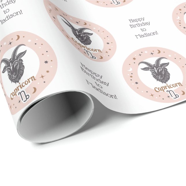 Benutzerdefinierter Text Zodiac-Zeichenkorn Geschenkpapier (Rolleneckpunkt)