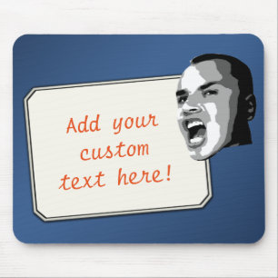 Benutzerdefinierter Textausdruck auf blauem Hinter Mousepad