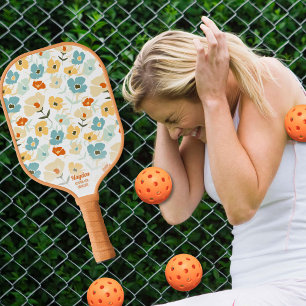 Benutzerdefinierter Textname für 70er-Muster Pickleball Schläger