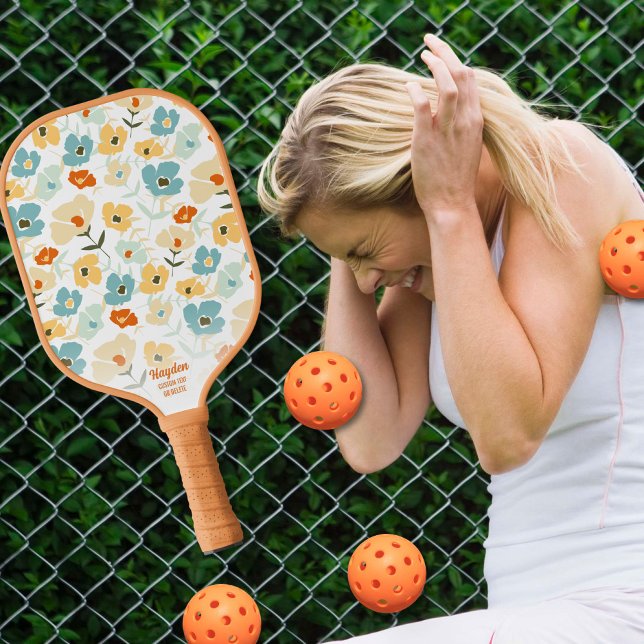 Benutzerdefinierter Textname für 70er-Muster Pickleball Schläger (Von Creator hochgeladen)