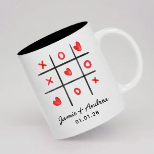 Benutzerdefinierter Tic Tac Toe-Becher Valentinsge Zweifarbige Tasse