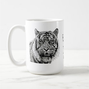 Benutzerdefinierter Tiger Schwarz-Weiß-Monogramm-S Kaffeetasse