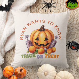Benutzerdefinierter Trick-or-Treat-Spaß Kürbis Hal Kissen