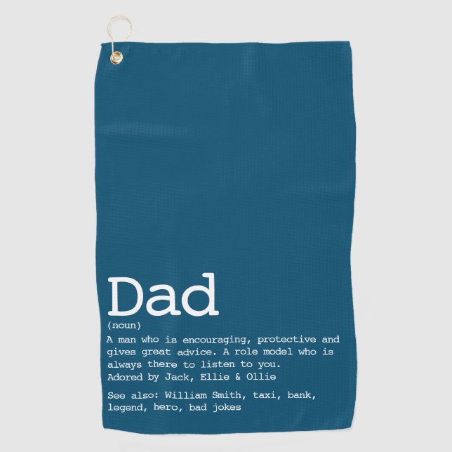 Benutzerdefinierter Vater Definition Modern Blau Golfhandtuch (Vorderseite)