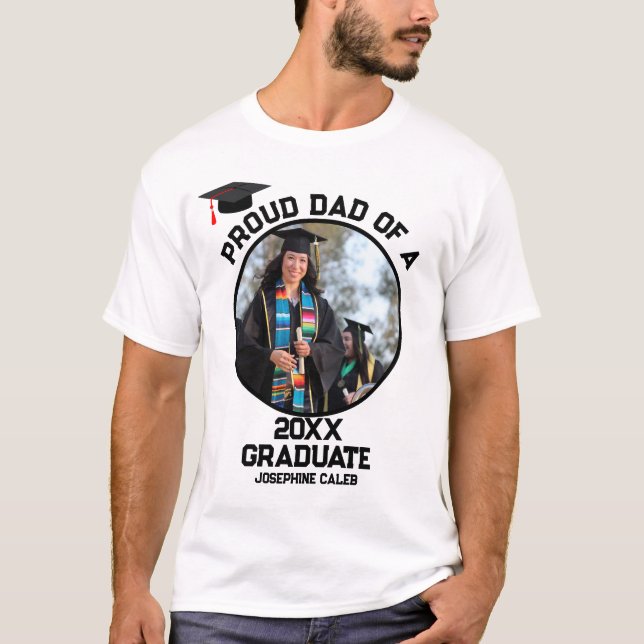 Benutzerdefinierter Vater eines Graduate-Fotos T-Shirt (Vorderseite)