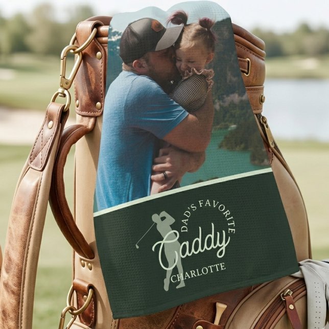Benutzerdefinierter Vater-Lieblingsplatz Caddy Golfhandtuch (Dad’s Favorite Caddy Photo Golf Towel)