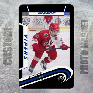 Benutzerdefinierter Velocity Blue Ice Hockey Foto  Magnet