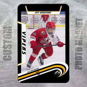 Benutzerdefinierter Velocity Gelber Eishockey-Foto Magnet