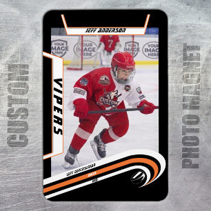 Benutzerdefinierter Velocity Orange Eishockey-Foto Magnet