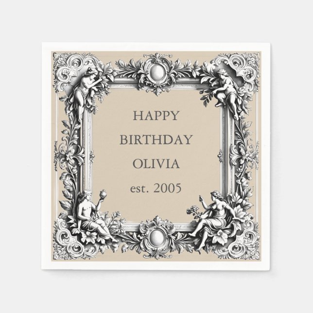 Benutzerdefinierter viktorianischer Rollrahmen Ser Serviette (Vorderseite)
