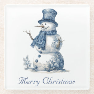 Benutzerdefinierter Vintage Delft Blau Weiß Schnee Glasuntersetzer