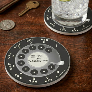 Benutzerdefinierter Vintage-Drehwählscheibentelefo Getränkeuntersetzer