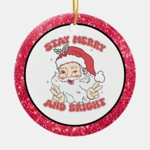 Benutzerdefinierter Vintage-Weihnachtsmann "Bleib Keramik Ornament