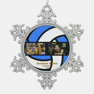 Benutzerdefinierter Volleyball-Foto-Schmuck - Pers Schneeflocken Zinn-Ornament