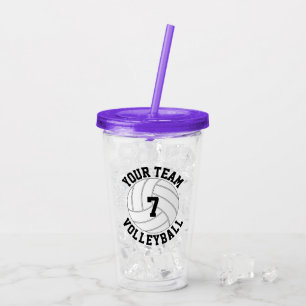 Benutzerdefinierter Volleyball-Team Name und Spiel Acryltrinkbecher