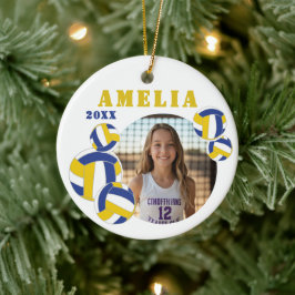 Benutzerdefinierter Volleyballspieler-Foto-Christb Keramik Ornament