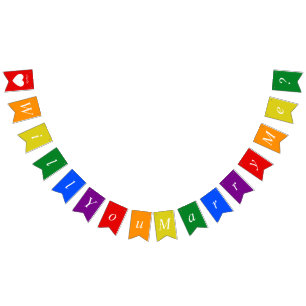 Benutzerdefinierter Vorschlag LGBTQ heiraten Sie m Wimpelkette