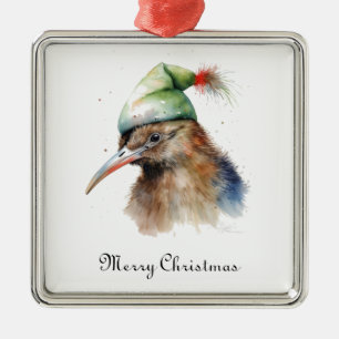Benutzerdefinierter Wasserfarben-Kiwi-Vogel-Weihna Ornament Aus Metall