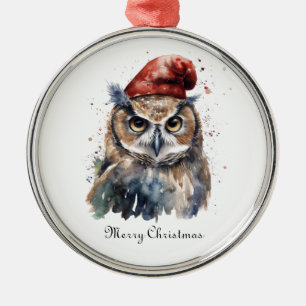 Benutzerdefinierter Wasserfarben-Owl mit Weihnacht Ornament Aus Metall