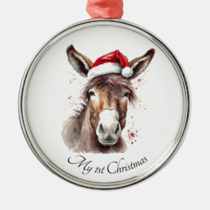 Benutzerdefinierter Wasserfarben-Weihnachts-Esel-S Ornament Aus Metall