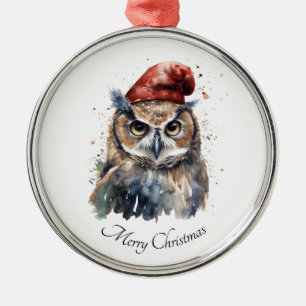 Benutzerdefinierter Wasserfarben-Weihnachtskauz mi Ornament Aus Metall