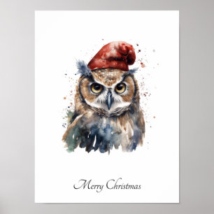 Benutzerdefinierter Wasserfarben-Weihnachtskauz mi Poster