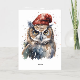 Benutzerdefinierter Watercolor-Owl-Weihnachtsmannh