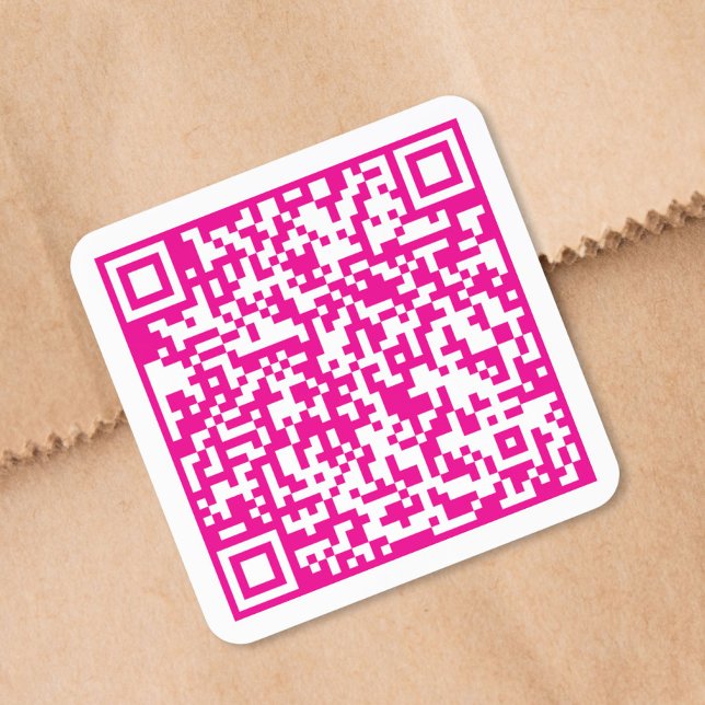 Benutzerdefinierter Website-QR-Code Hot Pink Quadratischer Aufkleber (Custom Website QR Code Hot Pink Stickers Roll)