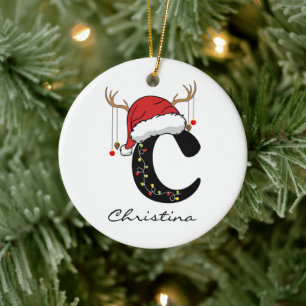 Benutzerdefinierter Weihnachts-Alphabet-Schmuck fü Keramik Ornament