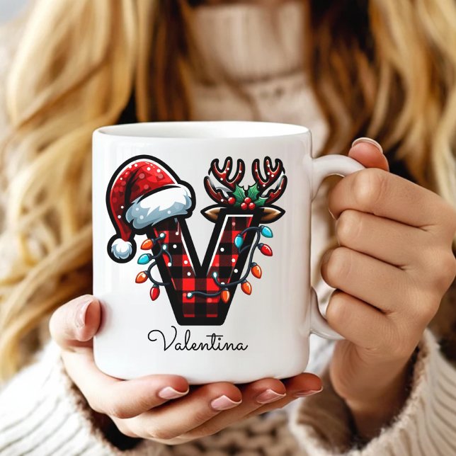 Benutzerdefinierter Weihnachts-Dankeschön-Geschenk Kaffeetasse (Custom Monogram Christmas Mug – Personalized Holiday Gift for Him, Her, Besties & Coworkers)