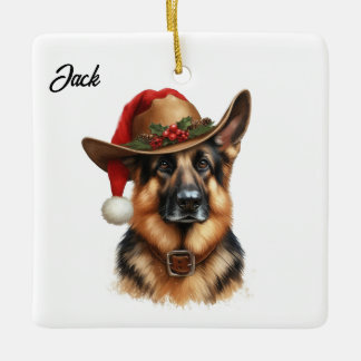 Benutzerdefinierter Weihnachts Deutsche Schäferhun Keramikornament