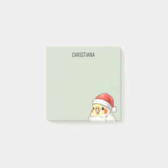 Benutzerdefinierter Weihnachts-Nymphensittich mit  Post-it Klebezettel (Vorderseite)