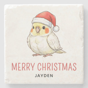 Benutzerdefinierter Weihnachts-Nymphensittich mit  Steinuntersetzer