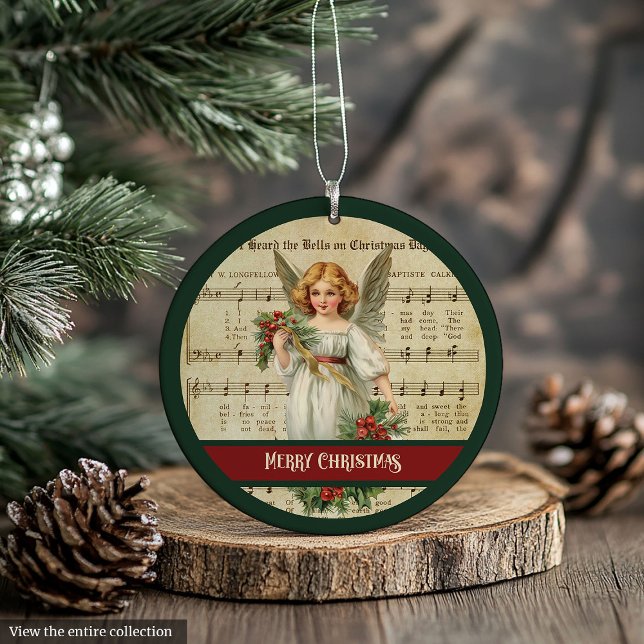 Benutzerdefinierter Weihnachts-Schmuck Retro-Engel Ornament (Custom Christmas Ornament Retro Angel Celebration)