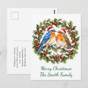 Benutzerdefinierter Weihnachts-Wasserfarben-Vogel- Postkarte