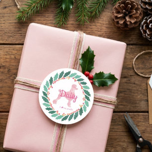 Benutzerdefinierter Weihnachtsaufkleber Pastellros Runder Aufkleber