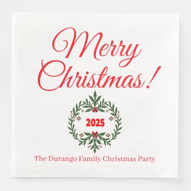 Benutzerdefinierter Weihnachtsfestlicher Floralkra Serviette (Vorderseite)