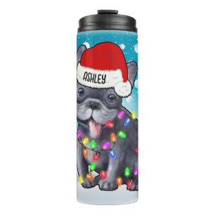 Benutzerdefinierter Weihnachtsfranzösisch Bulldogg Thermosbecher